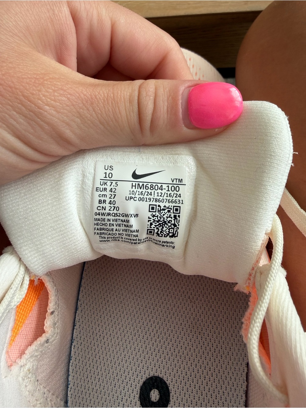 Nike Women's Vomero 18 - Pink, Orange, Black Accents - Picture 6 of 7